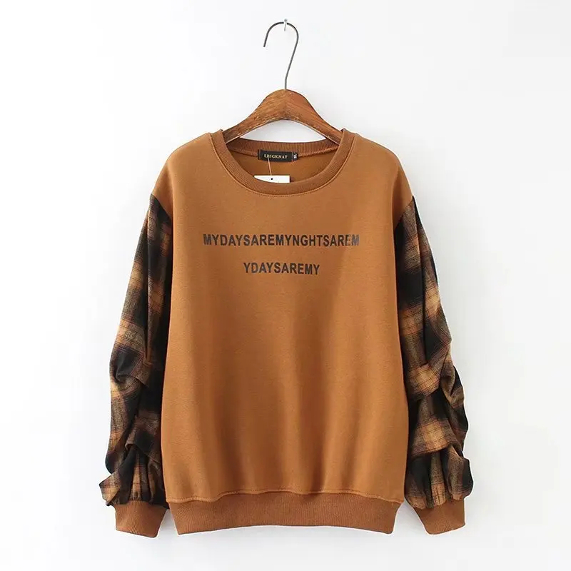 Plus Size Women Clothing 2019 Autumn and Winter New Korean Stitching Plaid Velvet Warm 5XL Big Code Female Sweatshirts Pullover
Plus Size Women Clothing 2019 Autumn and Winter New Korean Stitching Plaid Velvet Warm 5XL Big Code Female Sweatshirts Pullover