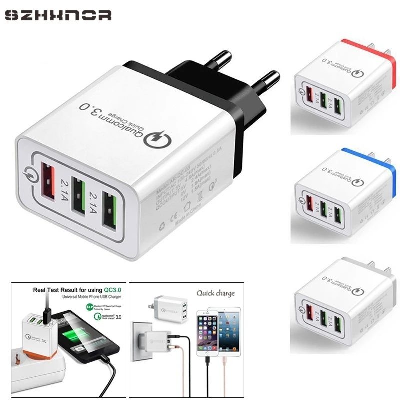 3 USB Quick Charge 3.0 USB Charger 5V 2.4A QC3.0 Fast Charging USB Wall Charger for iPhone X Samsung Xiaomi Mobile Phone Charger
3 USB Quick Charge 3.0 USB Charger 5V 2.4A QC3.0 Fast Charging USB Wall Charger for iPhone X Samsung Xiaomi Mobile Phone Charger