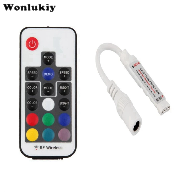 Wonlukiy DC 5-24V Mini 17 ключ RF беспроводной пульт дистанционного управления для 3528 5050 3014 RGB