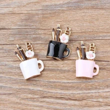 Copo de cosméticos 10 pcs Esmalte Encantos para Fazer Jóias Acessórios Artesanato de Liga Pingente fit DIY Colar Pulseira Gota de Óleo(China)