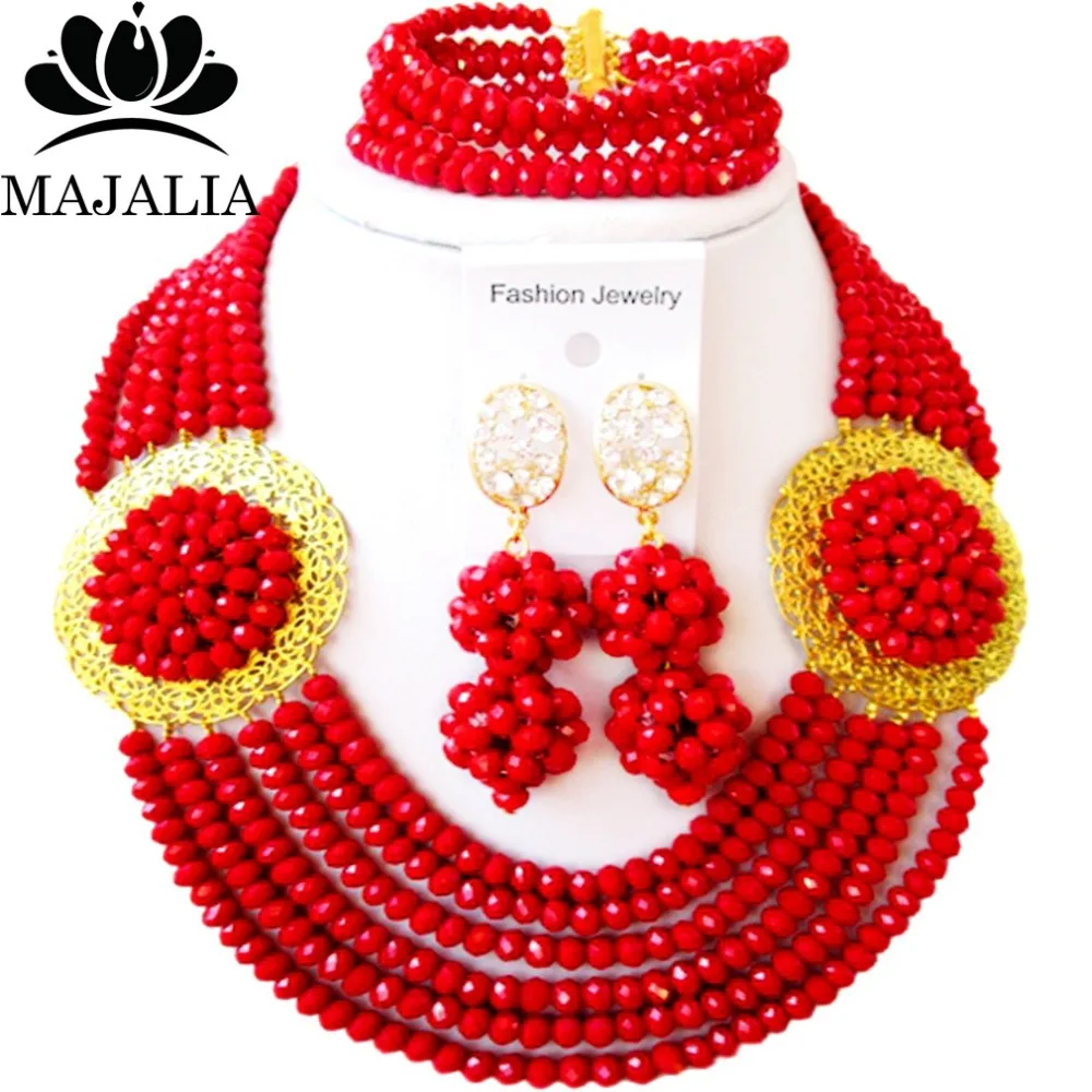 Majalia Classic Opaque red African Beads Jewelry Set Crystal Bea Bride Jewelry Nigerian Wedding Beads Jewelry Sets 6CP005
Majalia Classic Opaque red African Beads Jewelry Set Crystal Bea Bride Jewelry Nigerian Wedding Beads Jewelry Sets 6CP005