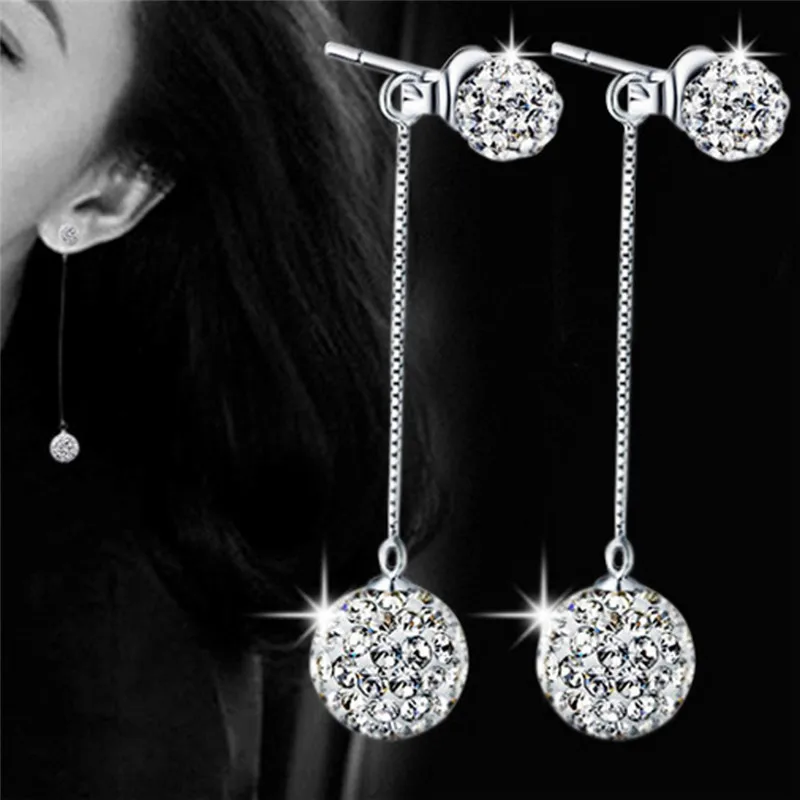 Long Line Chain Earrings Crystal Ball Silver Color Fashion Drop Dangle Earring Jewelry For Women
Long Line Chain Earrings Crystal Ball Silver Color Fashion Drop Dangle Earring Jewelry For Women