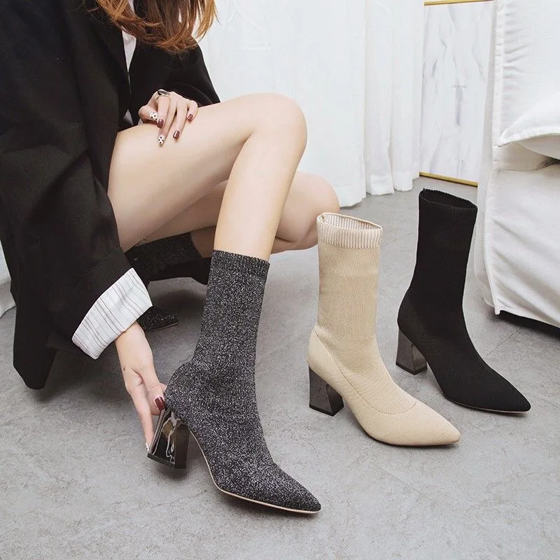 2019 Luxury Brand Designer Women Black Ankle Knit Sock Boots Ladies Fashion Spring Autumn Boots Chunky High Heels Pointed Toe
2019 Luxury Brand Designer Women Black Ankle Knit Sock Boots Ladies Fashion Spring Autumn Boots Chunky High Heels Pointed Toe