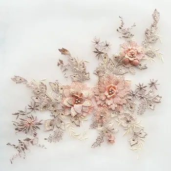 1 piece peach pink heavy bead lace applique, 3D lace applique with pearls sequined 3d flower applique heavy embroidered flower
1 piece peach pink heavy bead lace applique, 3D lace applique with pearls sequined 3d flower applique heavy embroidered flower