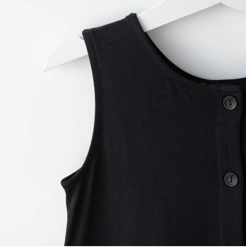 Black Cotton Sleeveless Dresses Loose Pants For Baby Big Girls Summer 2019 High Waist Wide Leg Trousers Dress Children Clothing (10).jpg