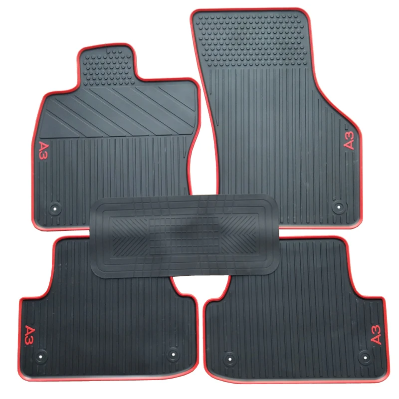 AUDI A3 2004-2011 TAILORED CAR FLOOR MATS BLACK CARPET WITH RED TRIM