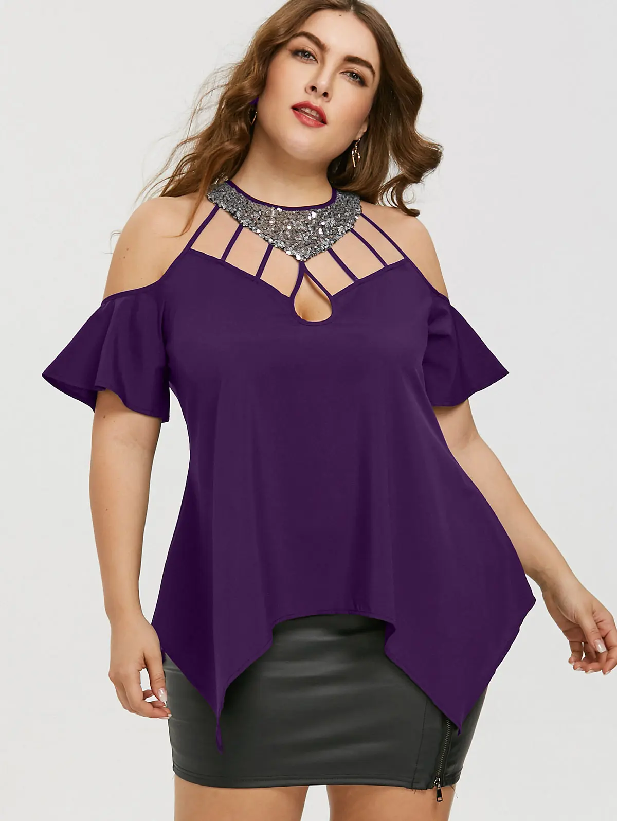 Wipalo Women Blouses Shirts Plus Size 5XL Cutout Bell Sleeve Sequined Blouse Summer Casual Crew Neck Short Sleeves Tops Blusas
Wipalo Women Blouses Shirts Plus Size 5XL Cutout Bell Sleeve Sequined Blouse Summer Casual Crew Neck Short Sleeves Tops Blusas