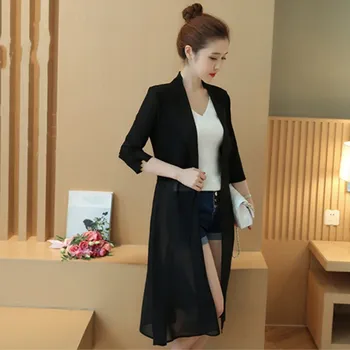Fashion Women's Long Section Chiffon Shirts Three Quarter Patchwork Cardigan New Summer Sunscreen Thin Blouse
Fashion Women's Long Section Chiffon Shirts Three Quarter Patchwork Cardigan New Summer Sunscreen Thin Blouse