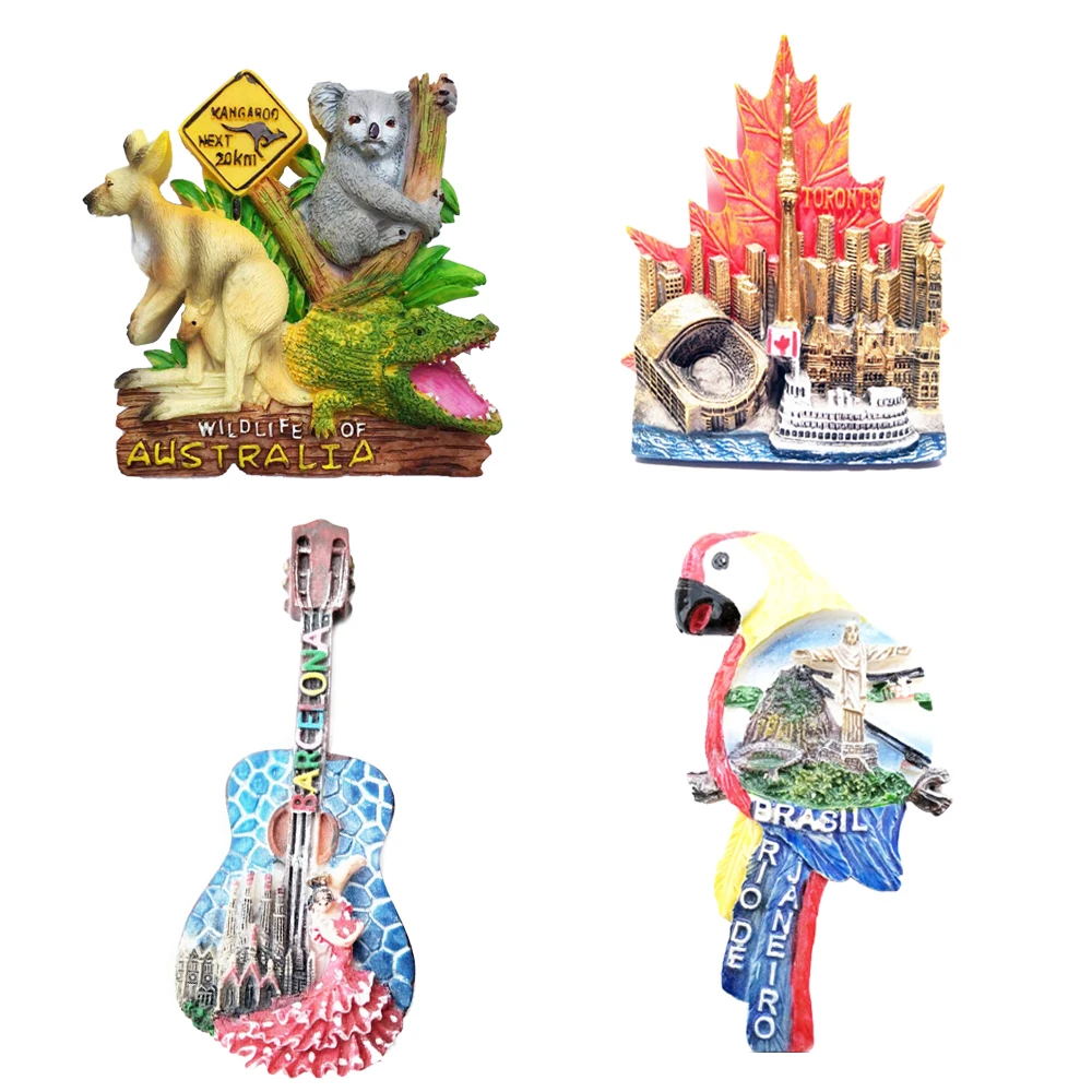 Australian Animal Souvenir Refrigerator Stickers Three Animals Brazilian Attractions Parrot Guitar Toronto Maple Resin Sticker
Australian Animal Souvenir Refrigerator Stickers Three Animals Brazilian Attractions Parrot Guitar Toronto Maple Resin Sticker