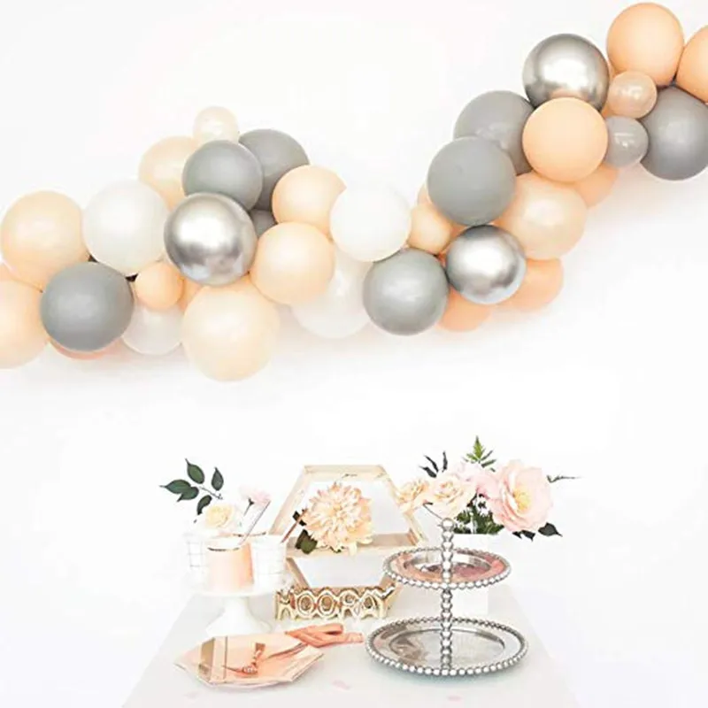 

30pcs Balloon Garland Silvery Chrome ,Grey & White Balloons Decorations Backdrop for Wedding Baby Shower Bridal Party Decoration