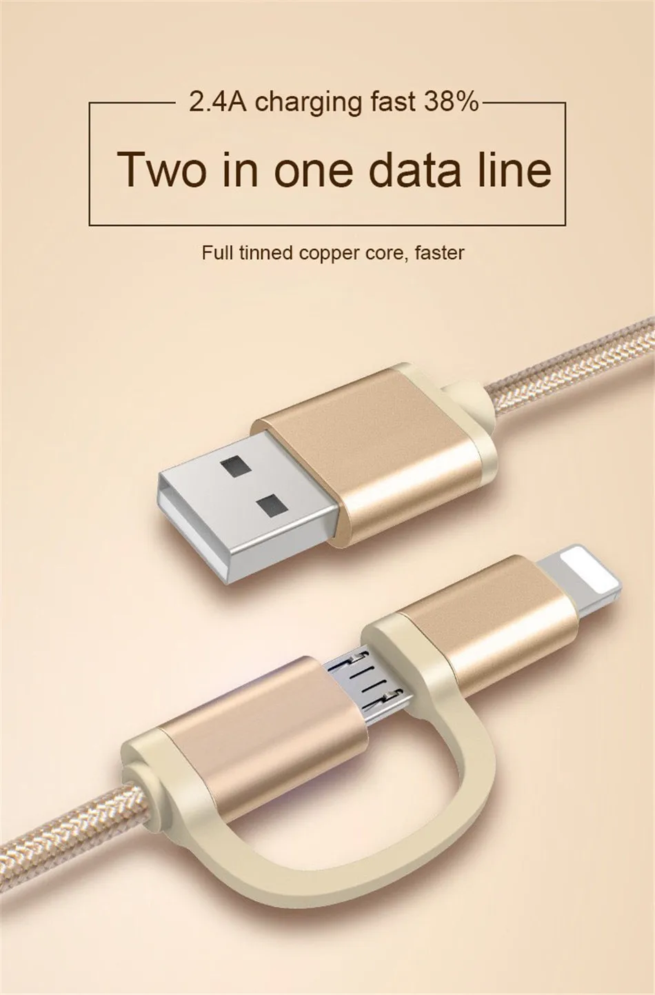 NOHON Micro USB to Lighting 2 in 1 Nylon Charge Cable For iPhone 7 8 Plus X For iPad Mini Fast Charger Cables For Samsung Xiaomi (1)