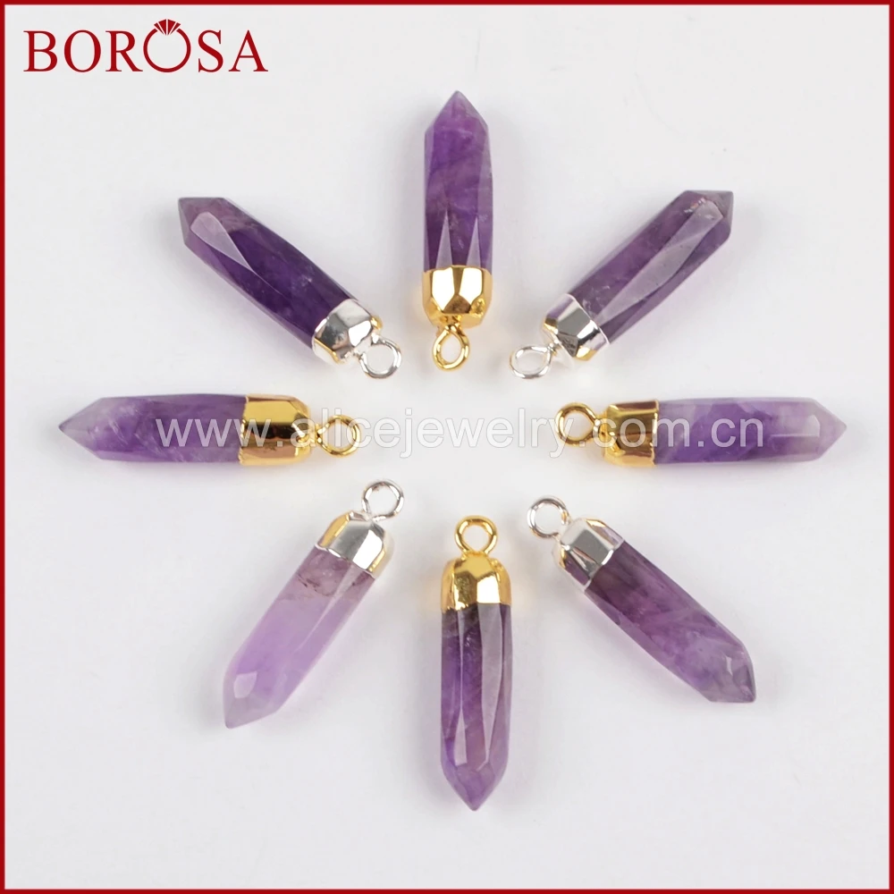 Фото BOROSA распродажа Серебро 10 шт. цвет натуральный фиолетовый кристалл Друза | Подвески (32883273736)