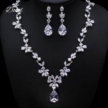 DOKOL Fashion Fairy Jewelry Sets For Wedding Clear Pear Shape Cubic Zirconia Earrings Necklace Set parure bijoux femme DKS0007
DOKOL Fashion Fairy Jewelry Sets For Wedding Clear Pear Shape Cubic Zirconia Earrings Necklace Set parure bijoux femme DKS0007
