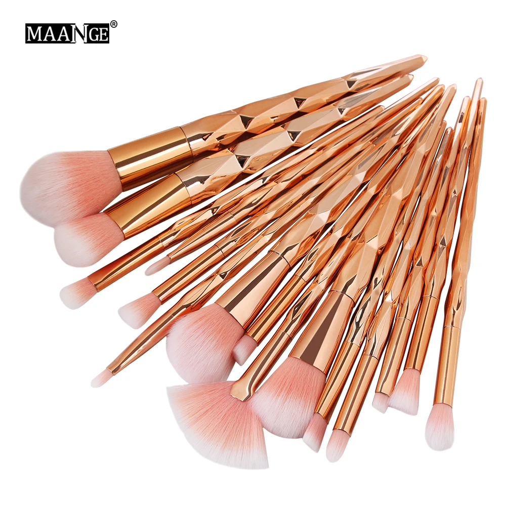 

MAANGE 10Pcs/15Pcs Makeup Brushes Set Powder Foundation Eyebrow Eye Shadow Lip Concealer Fan Makeup Brush Kit Pincel Maquiagem