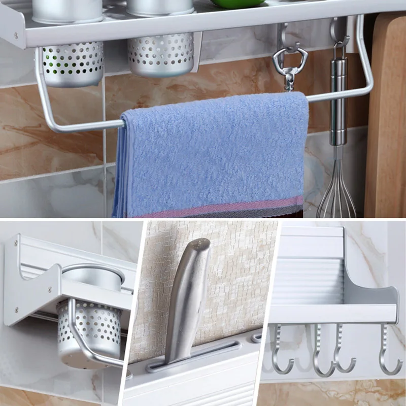 Aluminum Kitchen Storage Rack Pantry Pan Pot Organizer Cookware Holder Hooks Spice Dinnerware wall Shelf 50cm can CSV
Aluminum Kitchen Storage Rack Pantry Pan Pot Organizer Cookware Holder Hooks Spice Dinnerware wall Shelf 50cm can CSV
