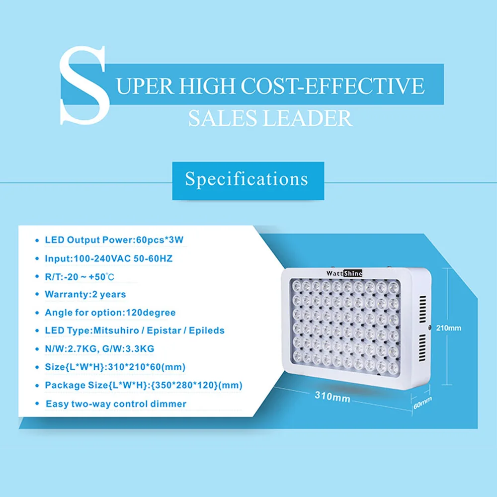Hot sale Dimmable 60x3W Aquarium lights Free shipping Freshwater fish Coral raising raise plants marine aquarium led lighting (16)