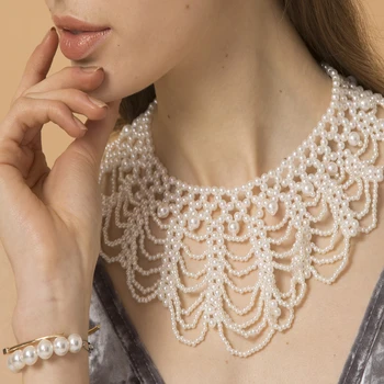 Factory Outlet ladies Fashion Women chain Imitation pearls necklace sweet braided wedding party jewelry lovers chocker necklace 
Factory Outlet ladies Fashion Women chain Imitation pearls necklace sweet braided wedding party jewelry lovers chocker necklace