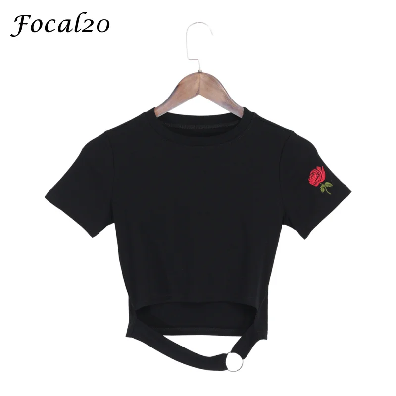 Focal20 Harajuku Rose Embroidery Women Short T-shirt Short Sleeve Cicle Ring Belt Crop Top T Shirt Summer Tee Top Streetwear
Focal20 Harajuku Rose Embroidery Women Short T-shirt Short Sleeve Cicle Ring Belt Crop Top T Shirt Summer Tee Top Streetwear
