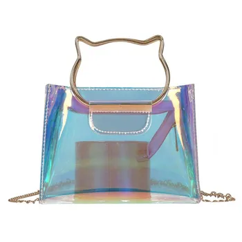 FGGS Women Cat Handle Laser Hologram Shoulder Bag Chain Clear High Quality Jelly Messenger Bags Fashion Female Crossbody Handb
FGGS Women Cat Handle Laser Hologram Shoulder Bag Chain Clear High Quality Jelly Messenger Bags Fashion Female Crossbody Handb