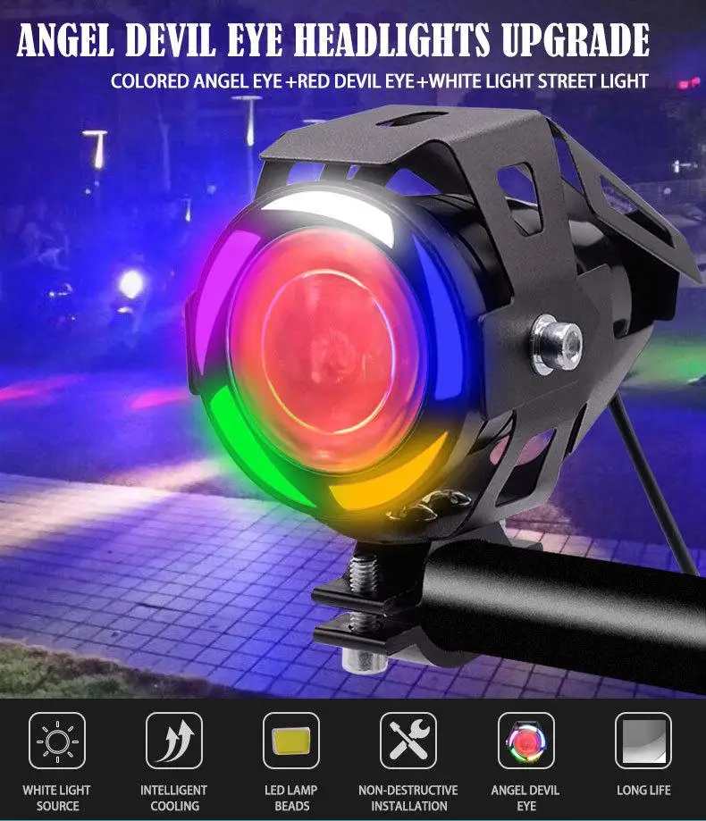 Motorcycle Modified Waterproof High Bright Colored LED Exterior Angel Devil Eye Spotlight Motor Lighting Supplies
Motorcycle Modified Waterproof High Bright Colored LED Exterior Angel Devil Eye Spotlight Motor Lighting Supplies