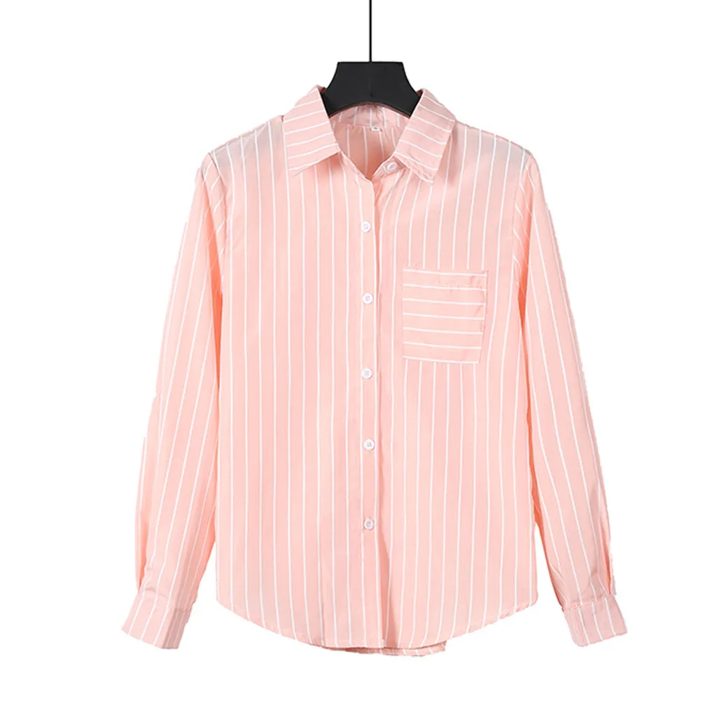 Fashionable OL Clothes for women Turn Down Collar Buttons Long Sleeve Striped Shirts Casual Loose Work Office Formal Clothing
Fashionable OL Clothes for women Turn Down Collar Buttons Long Sleeve Striped Shirts Casual Loose Work Office Formal Clothing