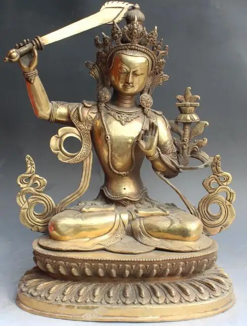 S4706 17" Tibet Buddhism Bronze Wenshu Manjushri Goddess Hoold Sword Buddha Statue
S4706 17" Tibet Buddhism Bronze Wenshu Manjushri Goddess Hoold Sword Buddha Statue