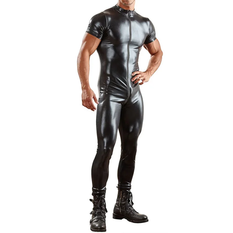 Plus Size Male Jumpsuit Skinny Faux Leather Black Stretch PVC Sexy Bodycon Open Crotch Zipper Short Sleeve Men Latex Jumpsuit
Plus Size Male Jumpsuit Skinny Faux Leather Black Stretch PVC Sexy Bodycon Open Crotch Zipper Short Sleeve Men Latex Jumpsuit