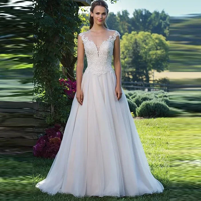 Boho Princess Wedding Dress Illusion Back V Neck Appliques Top Tulle Skirt Vestido De Noiva Train Bridal Gown Free Shipping
Boho Princess Wedding Dress Illusion Back V Neck Appliques Top Tulle Skirt Vestido De Noiva Train Bridal Gown Free Shipping