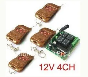 Factory Price #Free Shipping DC12V 4CH RF Wireless Remote Control Switches System 1 receiver &4 remote controller 315MHZ/433MHZ
Factory Price #Free Shipping DC12V 4CH RF Wireless Remote Control Switches System 1 receiver &4 remote controller 315MHZ/433MHZ