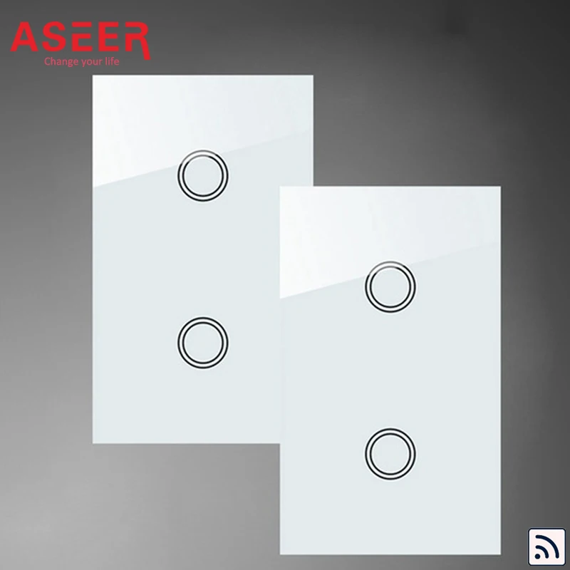 ASEER,US Standard 2 Gang 2 Way Control Remote Switch 1000W,2 Color Crystal Glass Panel,AC110-240v Intermediate Home Light Switch
ASEER,US Standard 2 Gang 2 Way Control Remote Switch 1000W,2 Color Crystal Glass Panel,AC110-240v Intermediate Home Light Switch
