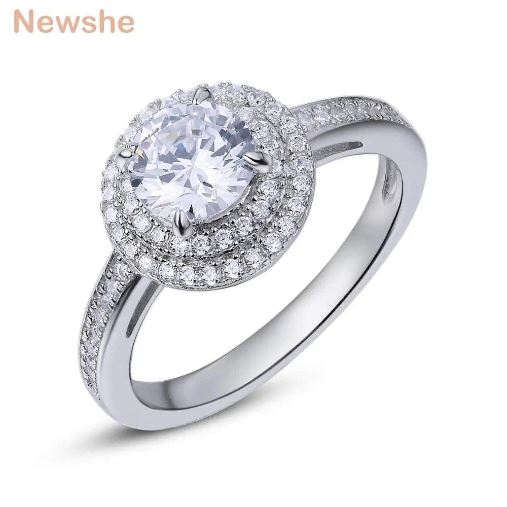 Женское кольцо для помолвки Newshe Halo классическое вечное однотонное из 925 пробы