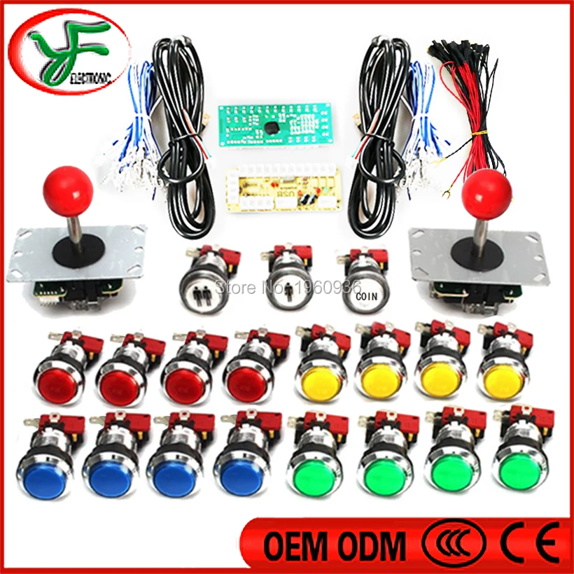 Аркадный DIY набор с USB энкодером ПК Raspberry контроллер Пи 5Pin джойстики 19x хром 5В