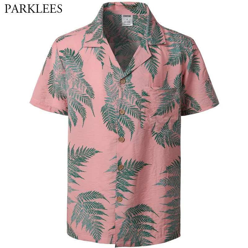 Pink Vintage Hawaiian Shirt Men Casual Short Sleeeve Button Down Dress Shirts Floral Print Cotton Shirt Beach Shirt with Pocket
Pink Vintage Hawaiian Shirt Men Casual Short Sleeeve Button Down Dress Shirts Floral Print Cotton Shirt Beach Shirt with Pocket