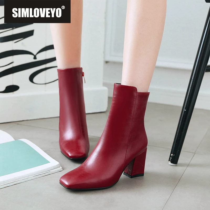 SIMLOVEYO 2019 женские ботильоны из искусственной кожи обувь на молнии толстый высокий