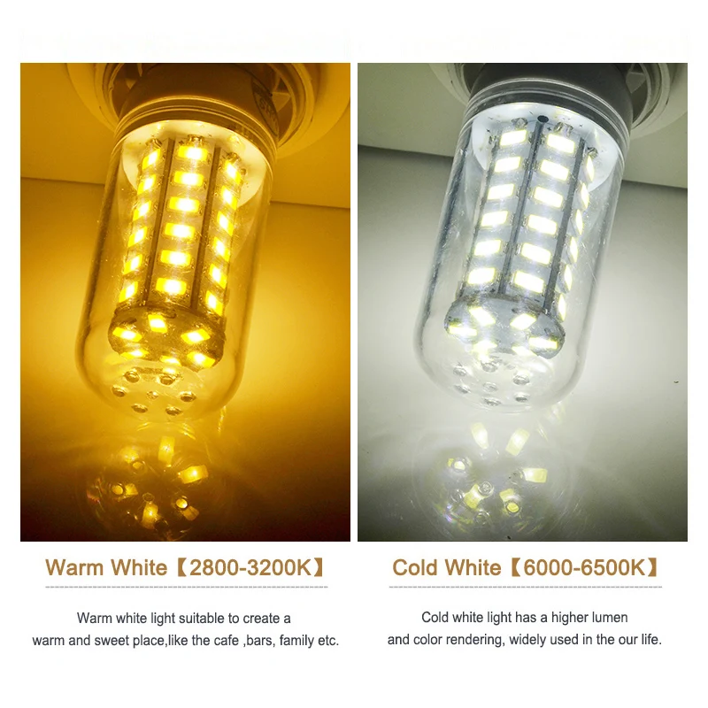 Светодиодная лампа Е27/Е14 SMD5730 для светильников 220 В 24/36/48/56/69/72 светодиода|light for|led