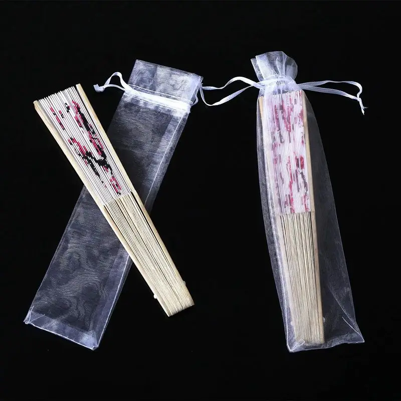 Description Picture 6 of item100 Pack Folding Hand Fan Pouch Drawstring Organza Bags Folding Fan Pocket Bag for Outdoor Wedding Party Favor Gift Bags