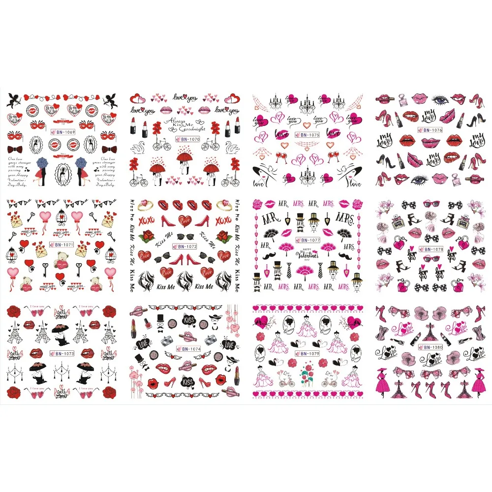 UPRETTEGO 12 PACK/ LOT WATER DECAL NAIL ART NAIL STICKER FULL COVER CARTOON HEART KISS LIPS LOVE VALENTINE'S DAY BN1069-1080
UPRETTEGO 12 PACK/ LOT WATER DECAL NAIL ART NAIL STICKER FULL COVER CARTOON HEART KISS LIPS LOVE VALENTINE'S DAY BN1069-1080
