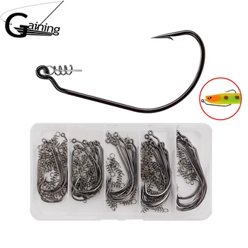 50pcs Fishing Hook Carbon Steel Wide Crank Offset Fishhook with Spring Lock Pin for Soft Worm Lure 1/0#-5/0# Barbed Hooks
50pcs Fishing Hook Carbon Steel Wide Crank Offset Fishhook with Spring Lock Pin for Soft Worm Lure 1/0#-5/0# Barbed Hooks