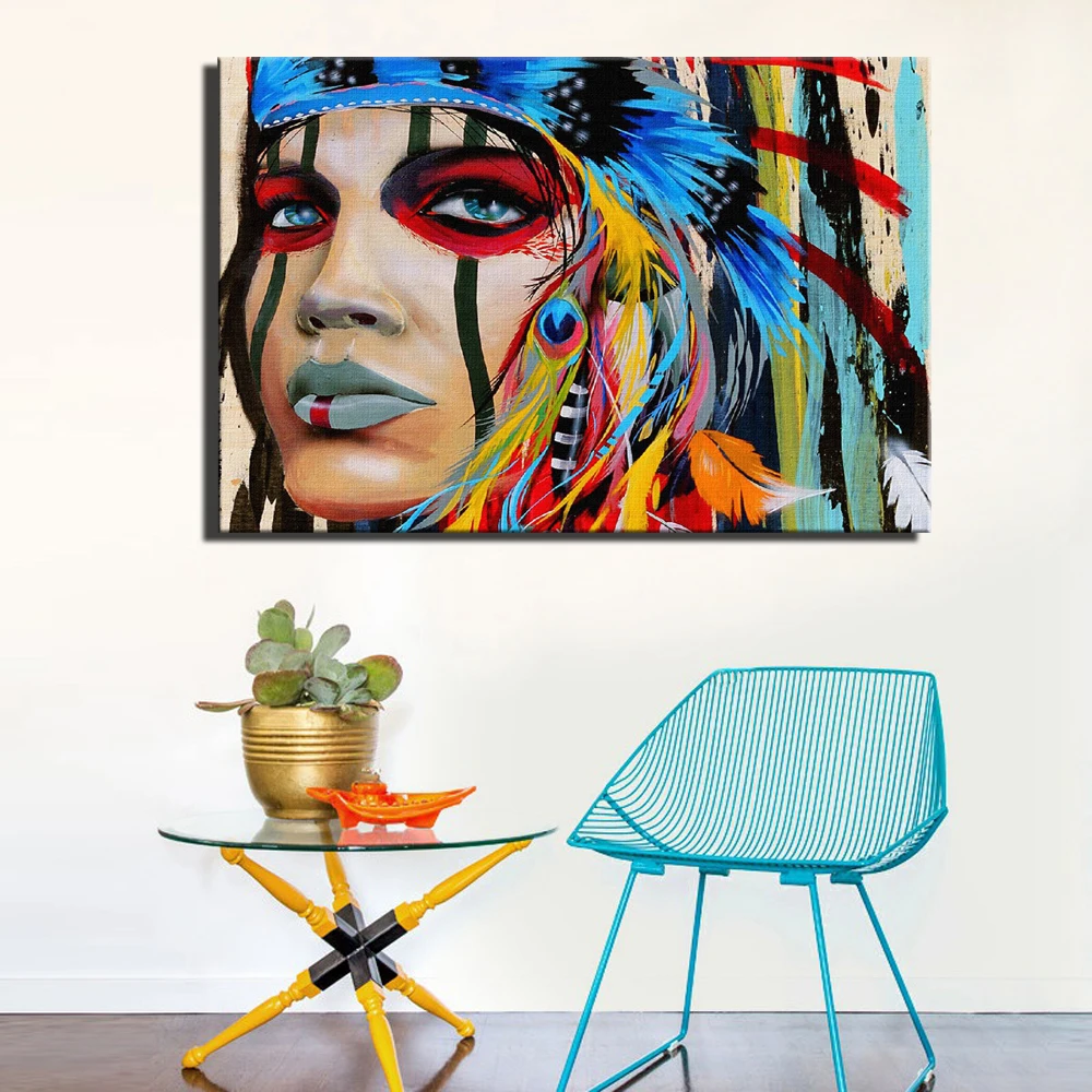 Watercolor Graffiti Street Wall Art Abstract Modern African Women Portrait Canvas Painting Indian Woman Feathered Posters
Watercolor Graffiti Street Wall Art Abstract Modern African Women Portrait Canvas Painting Indian Woman Feathered Posters