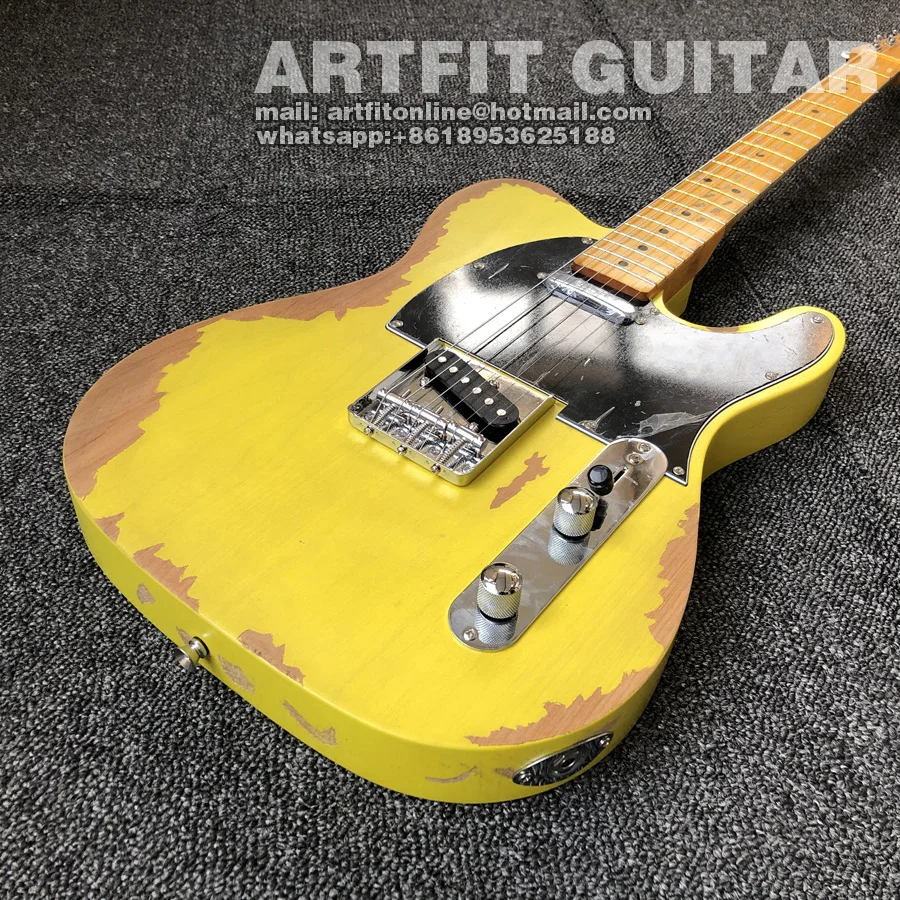 relic vintage cream solid body custom telecaster guitar (4)