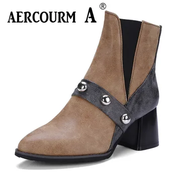 Aercourm A Rivet Fashion Auutmn Winter Boots Women Round Toe Ankle Boots Square Middle Heels Belt Buckle Pu Leather Boots 34-46
Aercourm A Rivet Fashion Auutmn Winter Boots Women Round Toe Ankle Boots Square Middle Heels Belt Buckle Pu Leather Boots 34-46