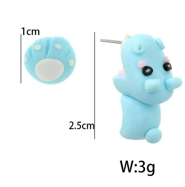

2017 New Fashion Handmade Polymer Clay Soft Blue Cute Hippo Paw Earrings Women Animal Piercing Bite Ear Stud Earring Jewelry