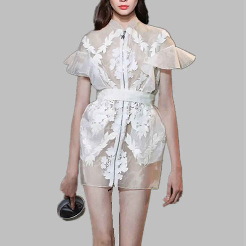 HAMALIEL White Organza 3D Floral Pencil Party Women Mini Dress 2019 Summer Runway Designer Embroidery Zippers Short Sleeve Dress
HAMALIEL White Organza 3D Floral Pencil Party Women Mini Dress 2019 Summer Runway Designer Embroidery Zippers Short Sleeve Dress