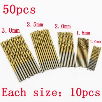 50Pcs Titanium Coated HSS High Speed Steel Drill Bit Set Tool 1/1.5/2/2.5/3mm VEP37 P0.11
50Pcs Titanium Coated HSS High Speed Steel Drill Bit Set Tool 1/1.5/2/2.5/3mm VEP37 P0.11