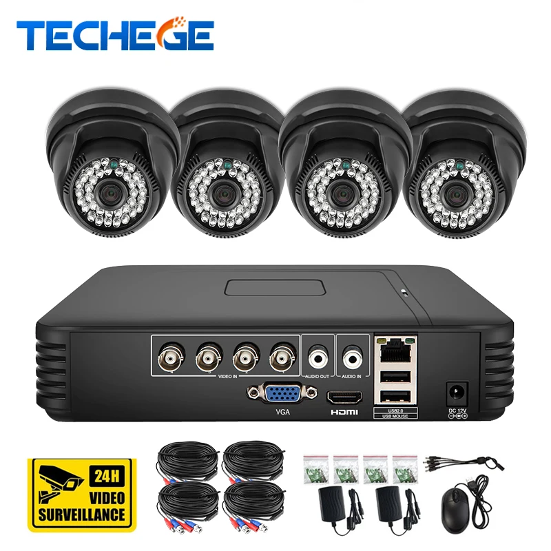 Techege HD 4CH 720P AHD DVR Kit CCTV System 4pcs 1.0MP AHD Dome IR Night Vision Video Camera P2P Security Surveillance Kit
Techege HD 4CH 720P AHD DVR Kit CCTV System 4pcs 1.0MP AHD Dome IR Night Vision Video Camera P2P Security Surveillance Kit