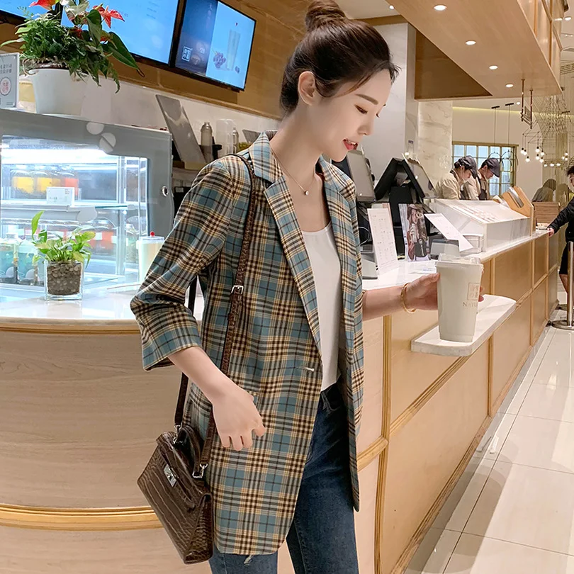 Taotrees Autumn Winter Women Plaid Tailored Collar Single Breasted Coats Fashion Comfortable Tops Outwear Tweed Tailored Suit
Taotrees Autumn Winter Women Plaid Tailored Collar Single Breasted Coats Fashion Comfortable Tops Outwear Tweed Tailored Suit