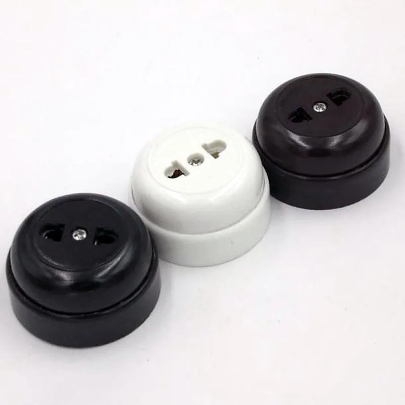 10pcs Retro Electrical Socket Round-shaped Socket Two-hole Socket Single Plug-in Vintage 10A Bakelite Brown White
10pcs Retro Electrical Socket Round-shaped Socket Two-hole Socket Single Plug-in Vintage 10A Bakelite Brown White