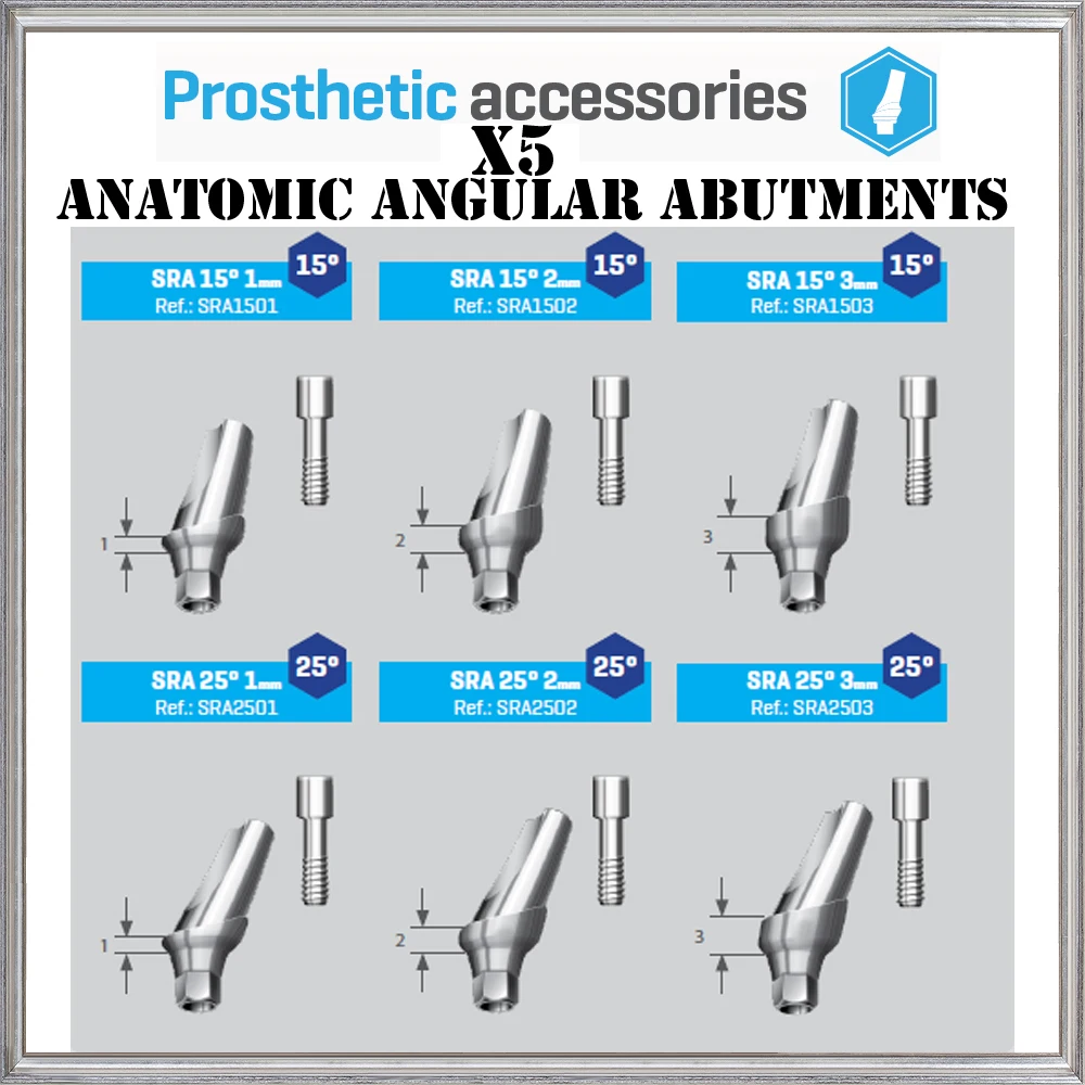 5X Titanium Angular Anatomic Abutment 15/25 Degree- FOR DENTAL IMPLANTS INTERNAL HEX,Top Quality Certified Brand,Bio-Effect
5X Titanium Angular Anatomic Abutment 15/25 Degree- FOR DENTAL IMPLANTS INTERNAL HEX,Top Quality Certified Brand,Bio-Effect
