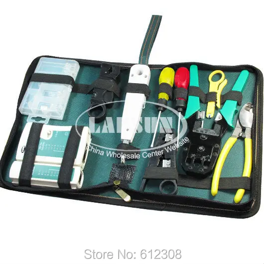 10 in 1 RJ45 RJ11 RJ12 CAT5 LAN Network Tool Kit Set Bag Cable Tester Connector Crimp Crimper Plug Plier Wire Cutter Screwdriver
10 in 1 RJ45 RJ11 RJ12 CAT5 LAN Network Tool Kit Set Bag Cable Tester Connector Crimp Crimper Plug Plier Wire Cutter Screwdriver