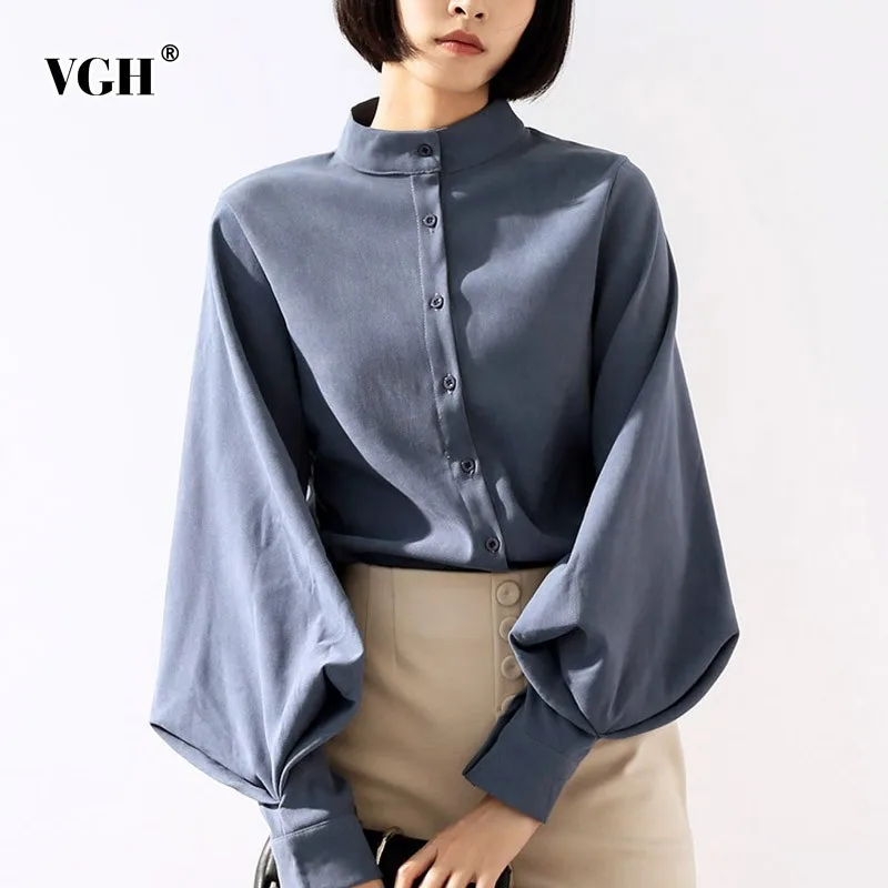 VGH Autumn Winter Women's Shirts Tops Female Lantern Sleeve Stand Collar Loose Women's Blouse 2019 Fashion Clothes New
VGH Autumn Winter Women's Shirts Tops Female Lantern Sleeve Stand Collar Loose Women's Blouse 2019 Fashion Clothes New